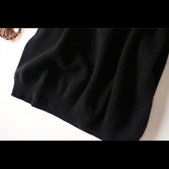 NEW Black Cashmere Crewneck Short Sleeve Top - Picture 4 of 6